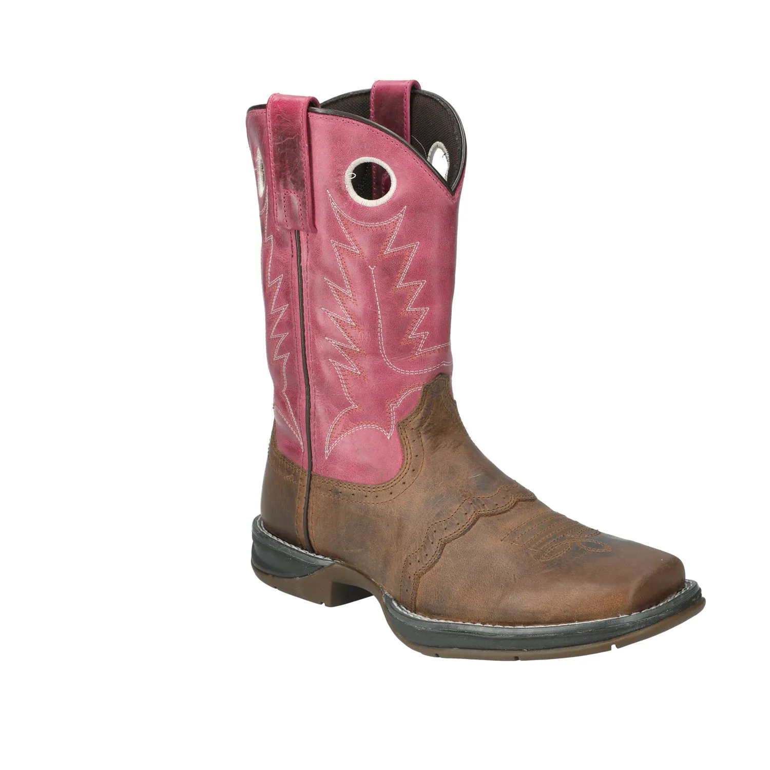 Smoky Mountain Boots Womens Prairie Brown Oil/Pink Leather Cowboy Boots