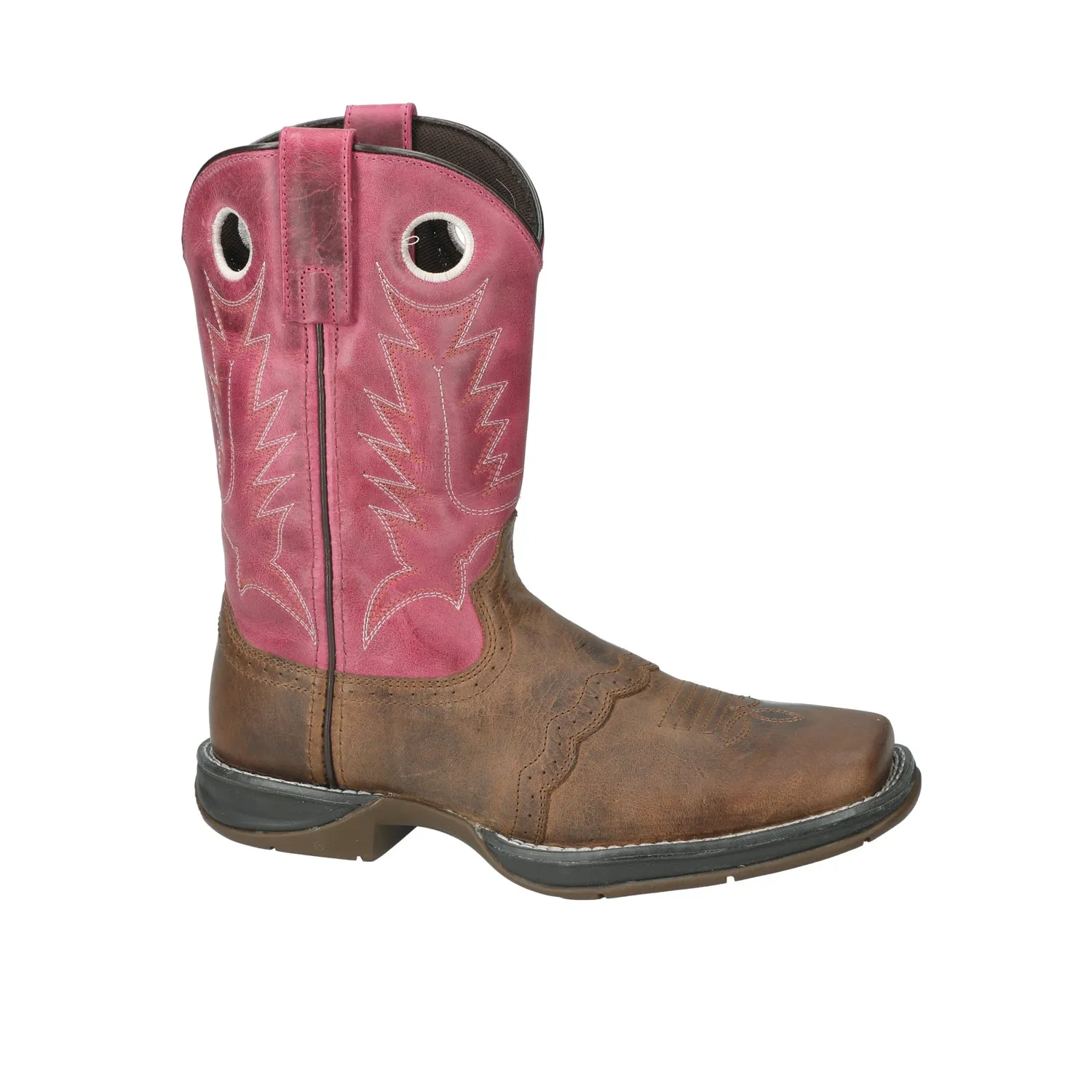 Smoky Mountain Boots Womens Prairie Brown Oil/Pink Leather Cowboy Boots