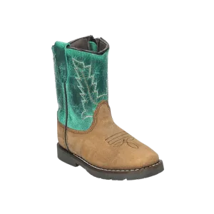 Smoky Mountain Kid's Brown Distressed/Turquoise Autry Toddler Boots