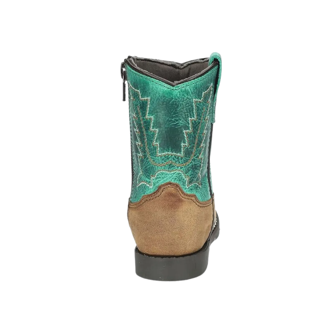 Smoky Mountain Kid's Brown Distressed/Turquoise Autry Toddler Boots