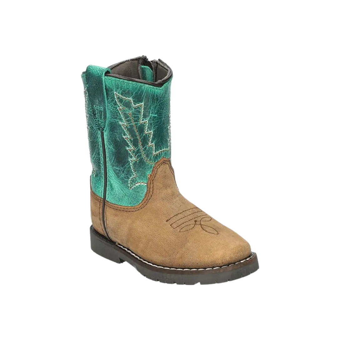 Smoky Mountain Kid's Brown Distressed/Turquoise Autry Toddler Boots