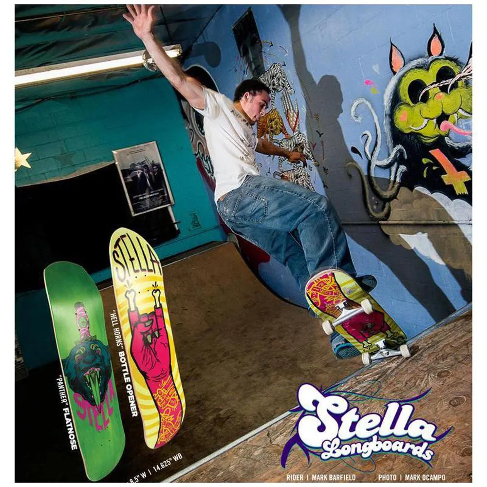 Stella Bottle Opener Hell Horns 32" Longboard Skateboard