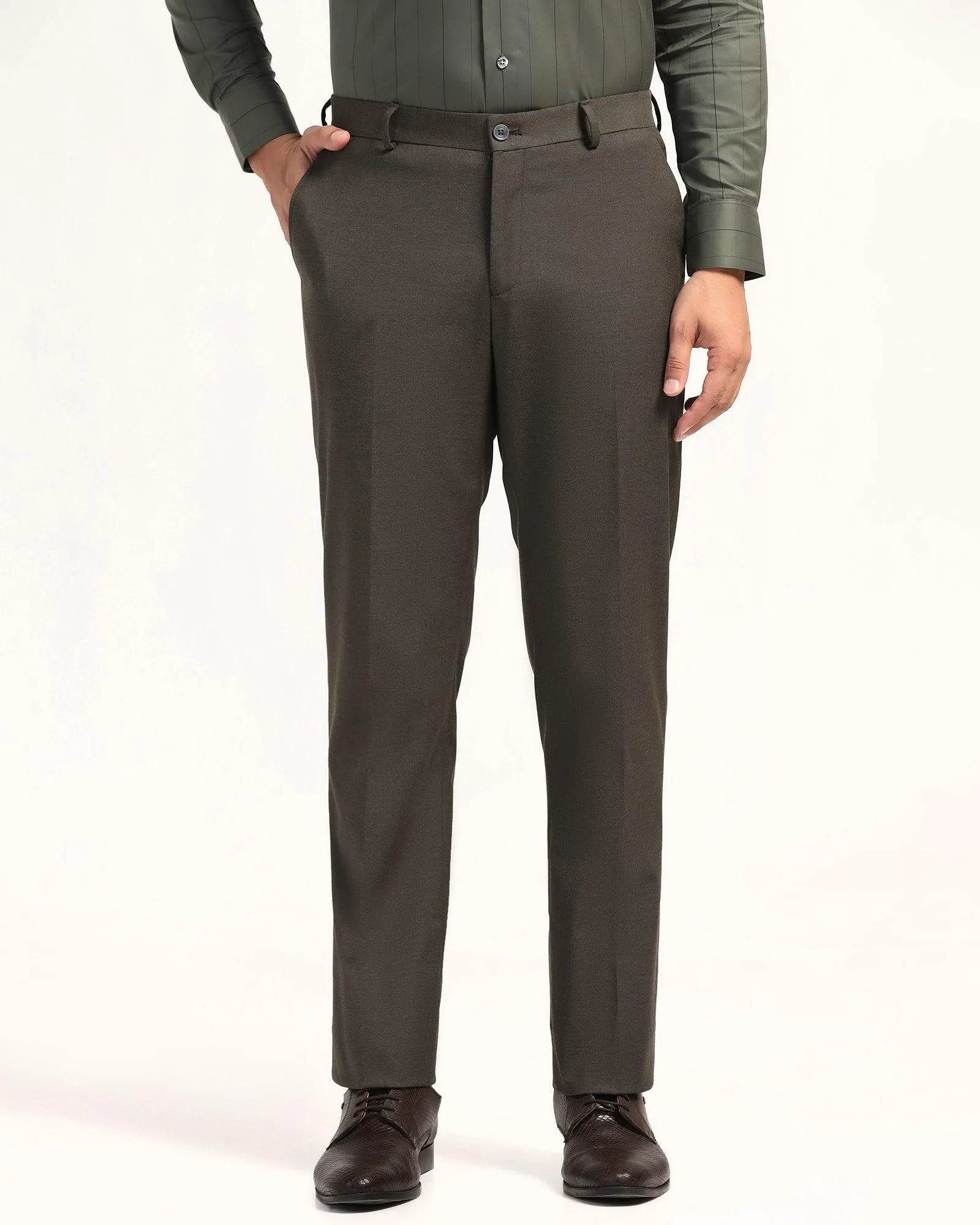 Straight B-90 Formal Charcoal Solid Trouser - Hurricane