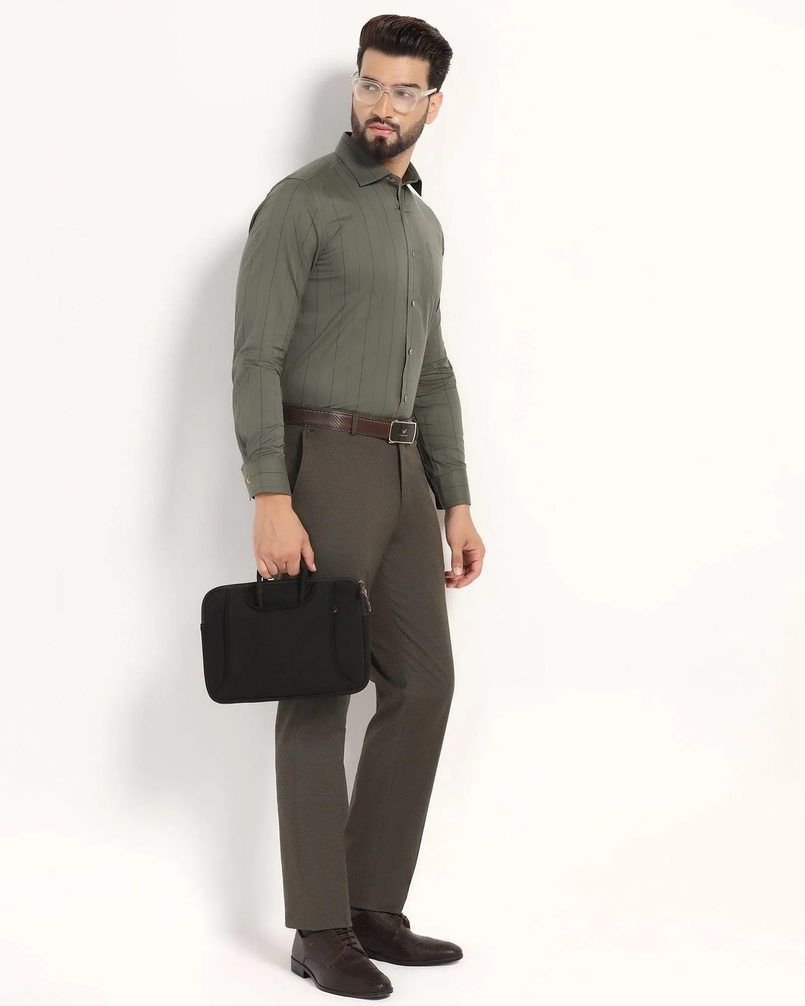 Straight B-90 Formal Charcoal Solid Trouser - Hurricane