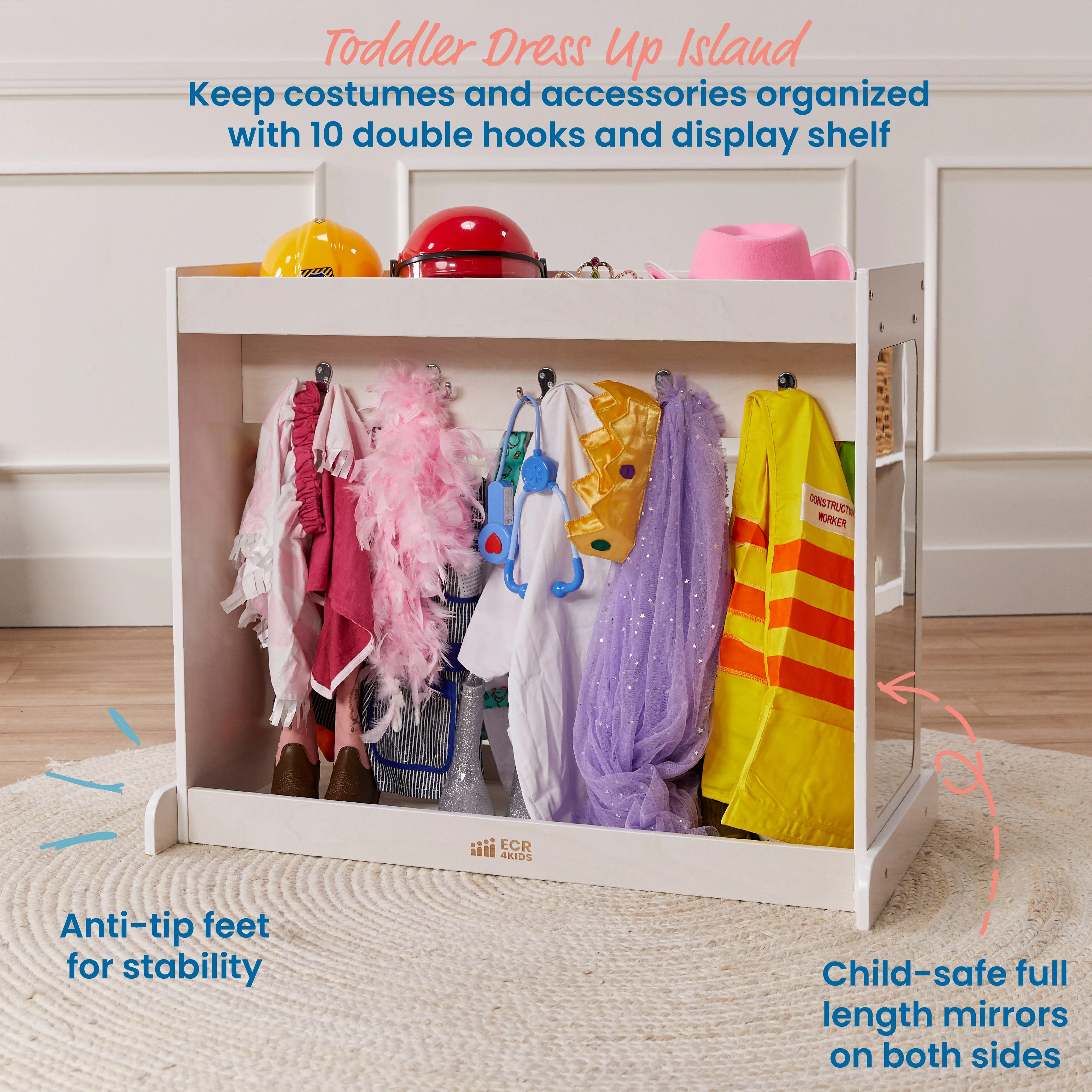 Streamline Toddler Dress-Up Island, Costume Organizer