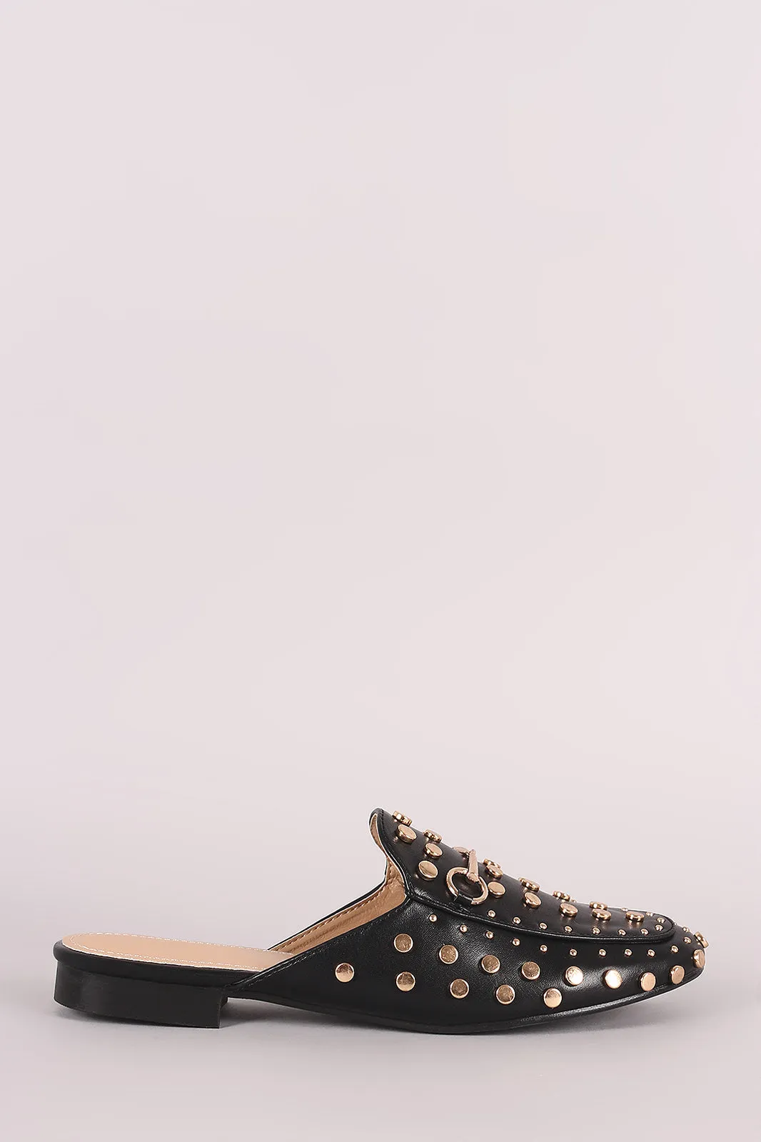 Studded Horsebit Accent Slip On Loafer Mules