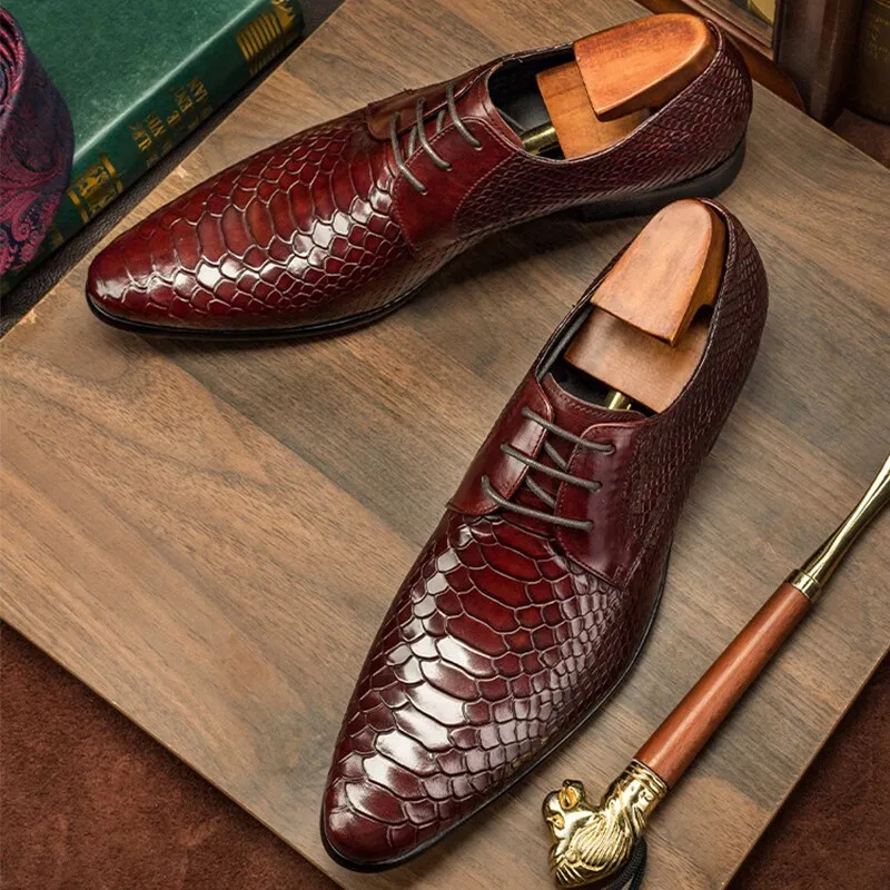 SuaveLuxe Exotic Retro Lace-up Wingtip Oxford Shoes