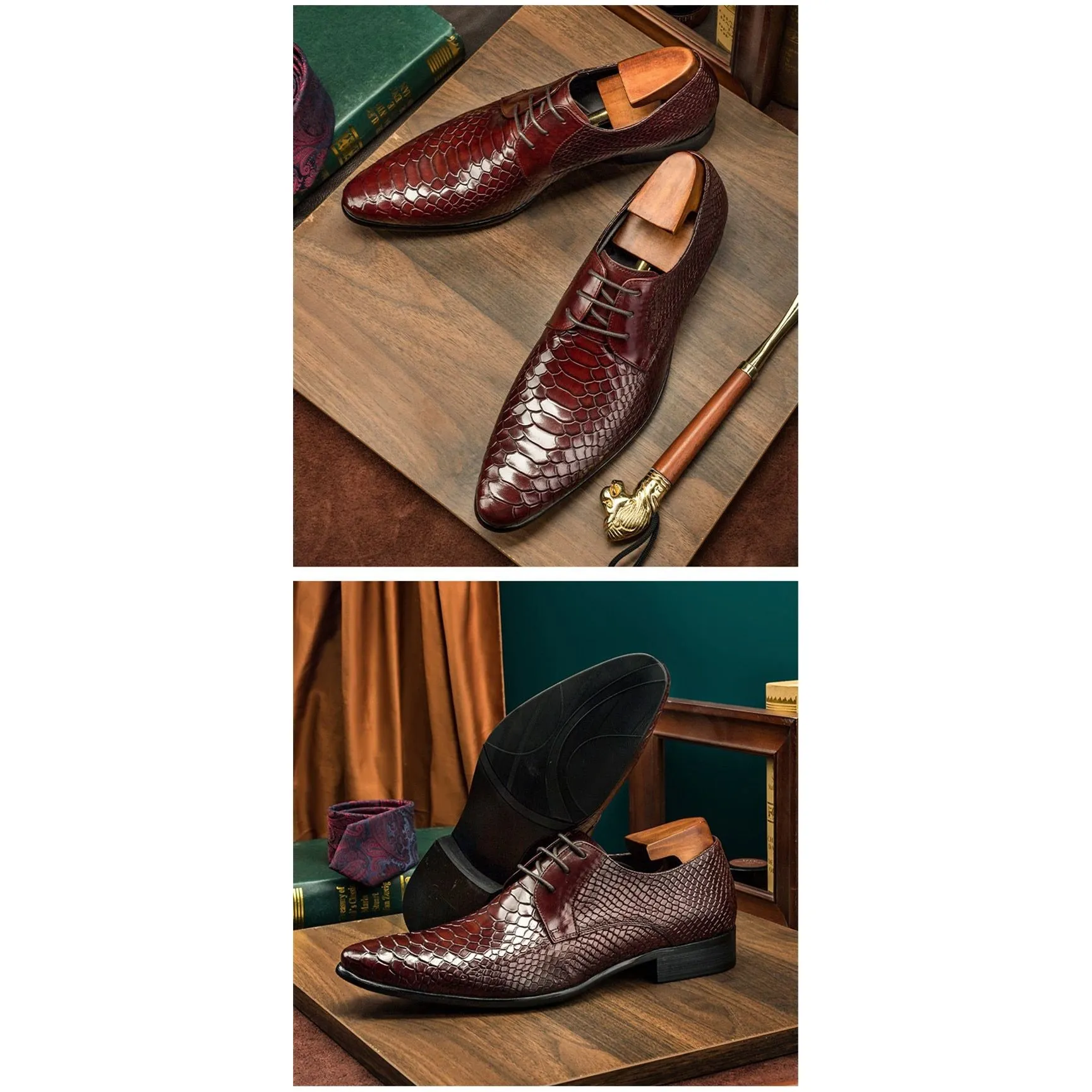 SuaveLuxe Exotic Retro Lace-up Wingtip Oxford Shoes