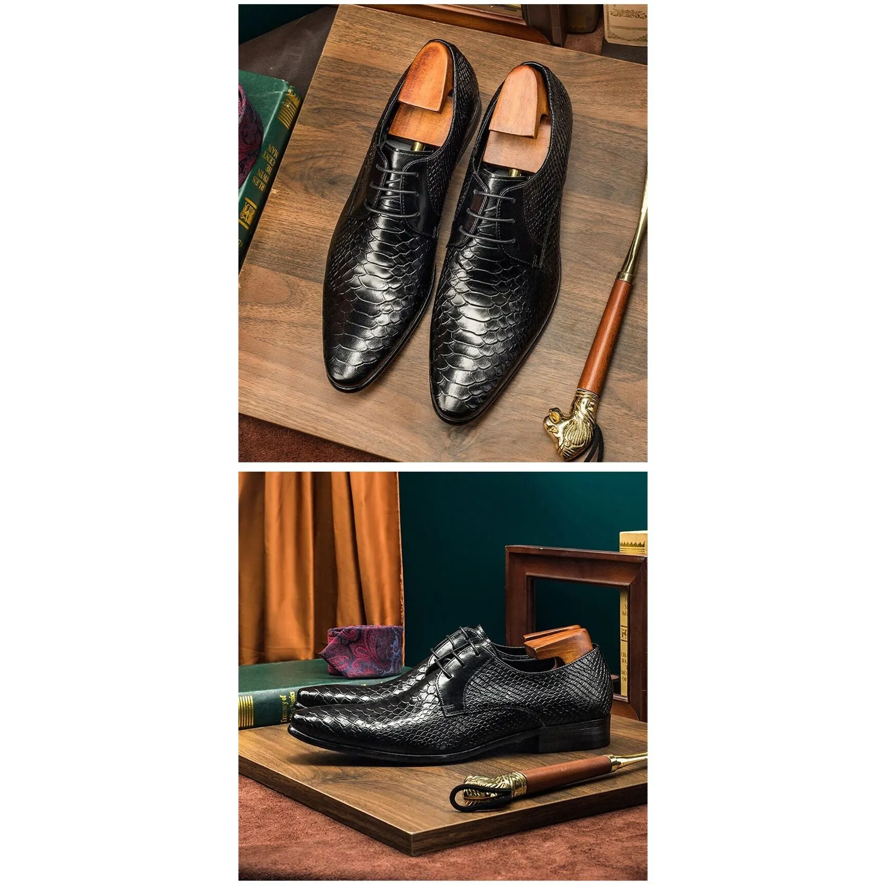 SuaveLuxe Exotic Retro Lace-up Wingtip Oxford Shoes