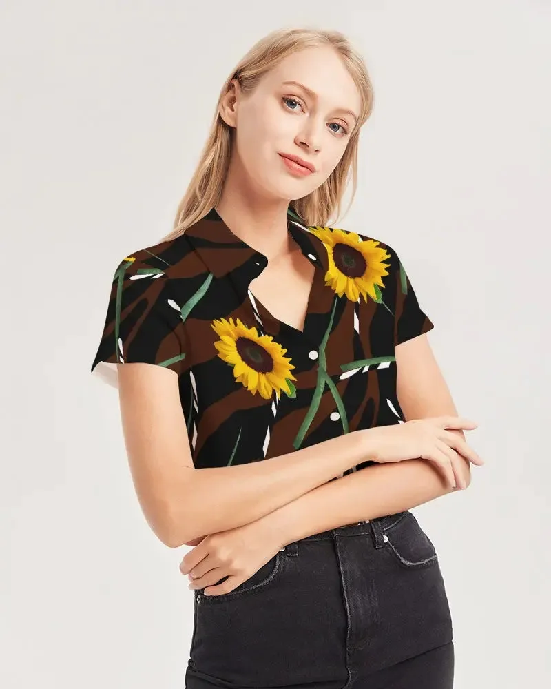 Sunflower Wild Women's Short Sleeve Button Up