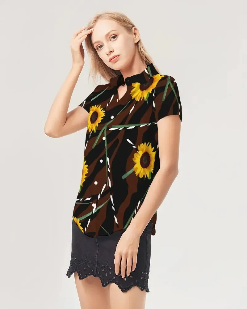 Sunflower Wild Women's Short Sleeve Button Up