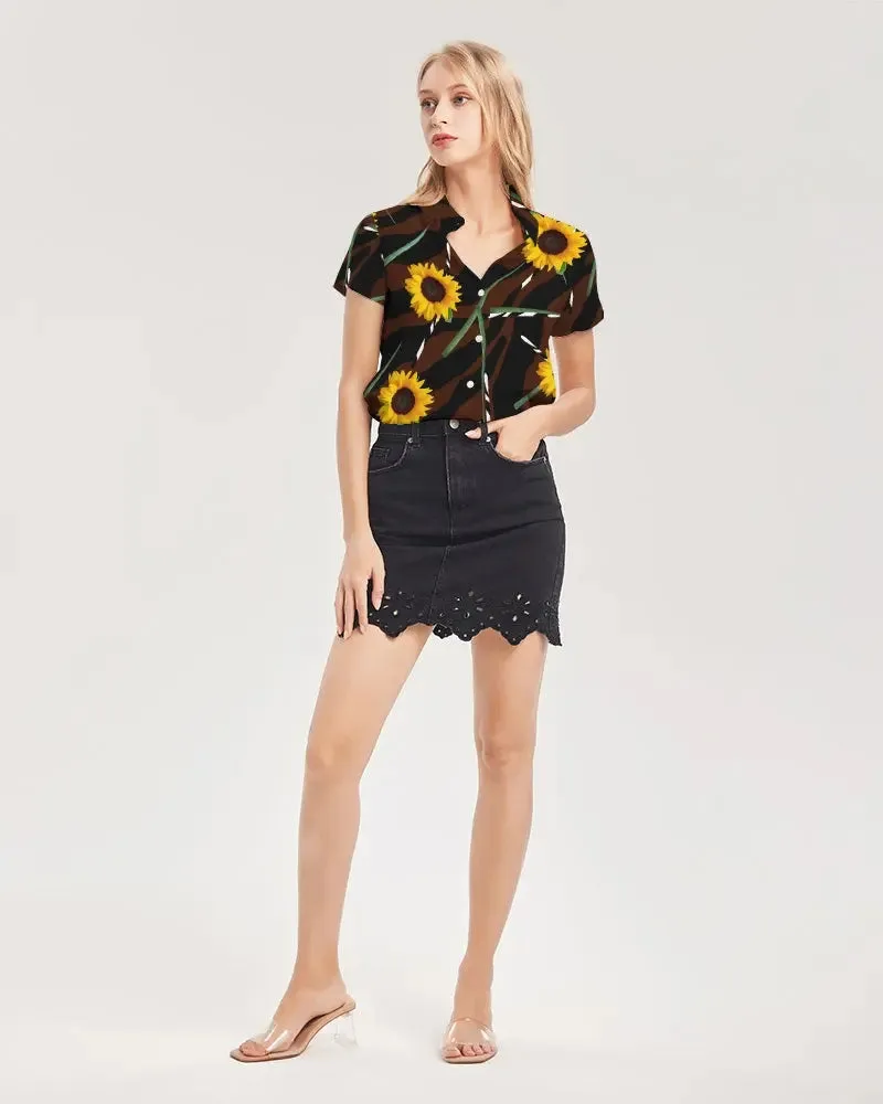 Sunflower Wild Women's Short Sleeve Button Up