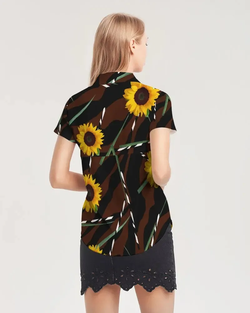 Sunflower Wild Women's Short Sleeve Button Up