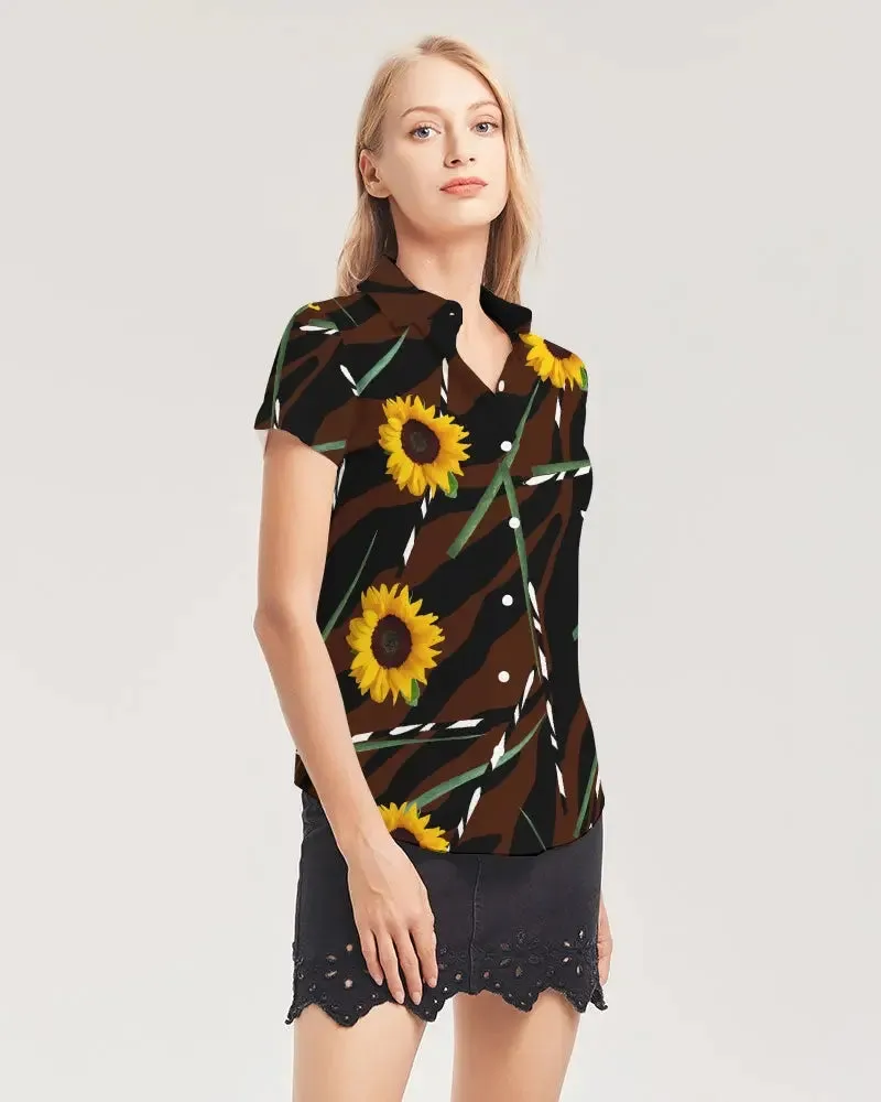 Sunflower Wild Women's Short Sleeve Button Up