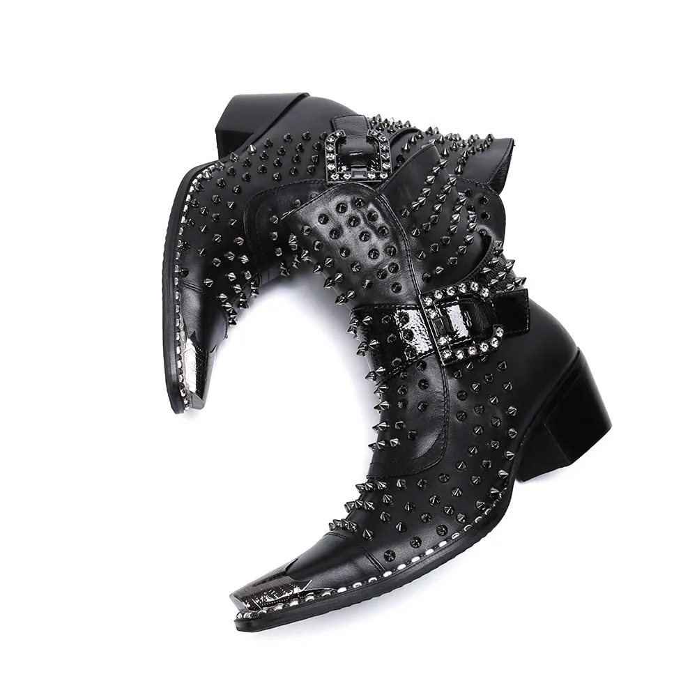 Super Stud Pointed Leather Men Boots