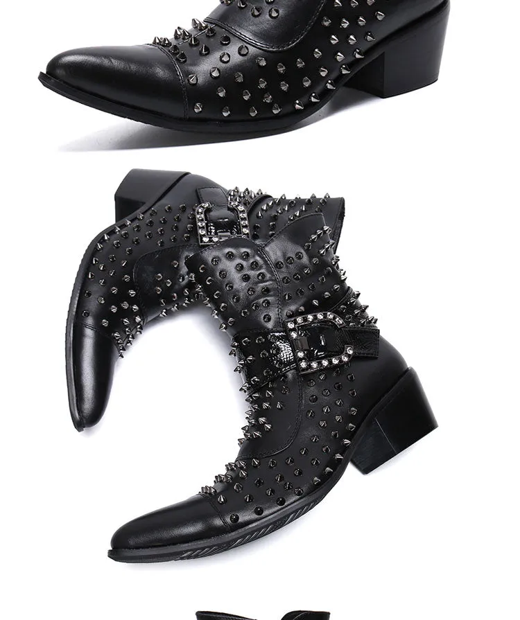 Super Stud Pointed Leather Men Boots