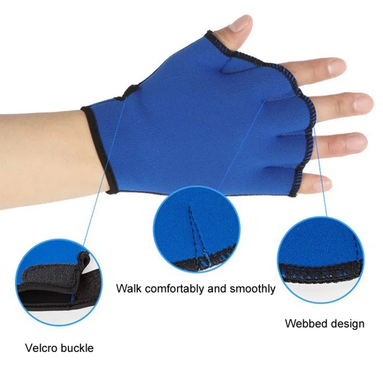 Swimming Training Duck Palm Webbing Multifunctional Snorkeling Gloves, Size: L(Royal Blue)