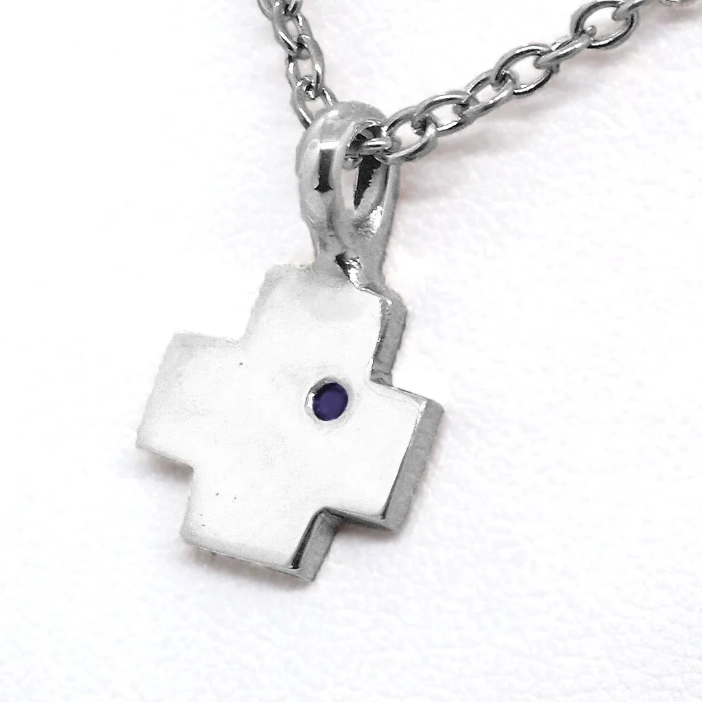 Swiss Cross with Black Diamond Pendant