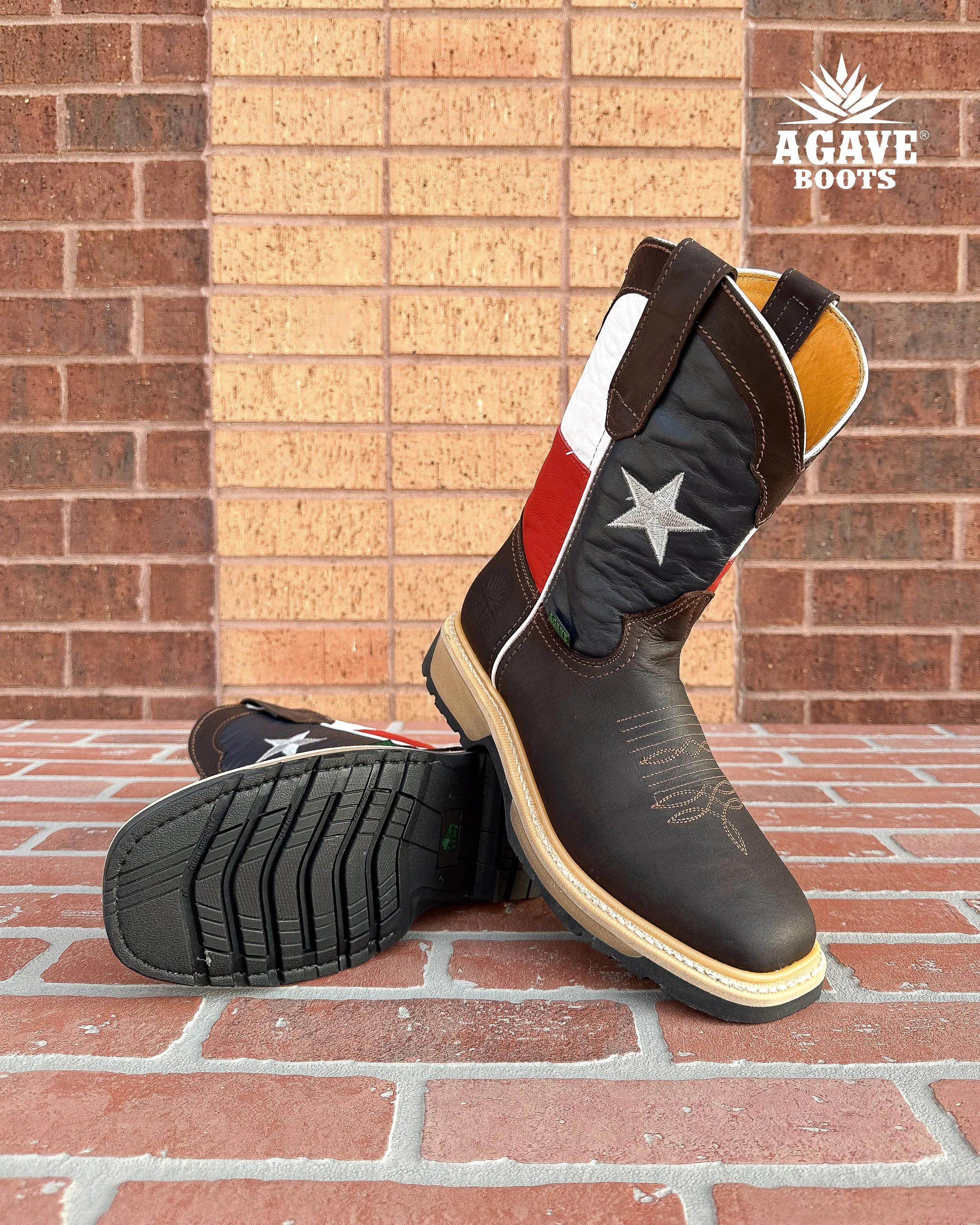 TEXAS FLAG DARK BROWN (STEEL TOE) | MEN WORK BOOTS