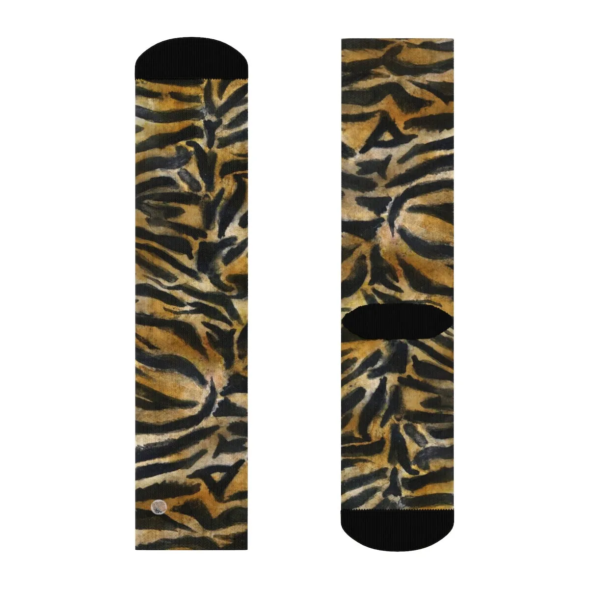 Tiger Stripe Print Unisex Socks, Orange Tiger Animal Print Women's/ Men's Luxury Socks