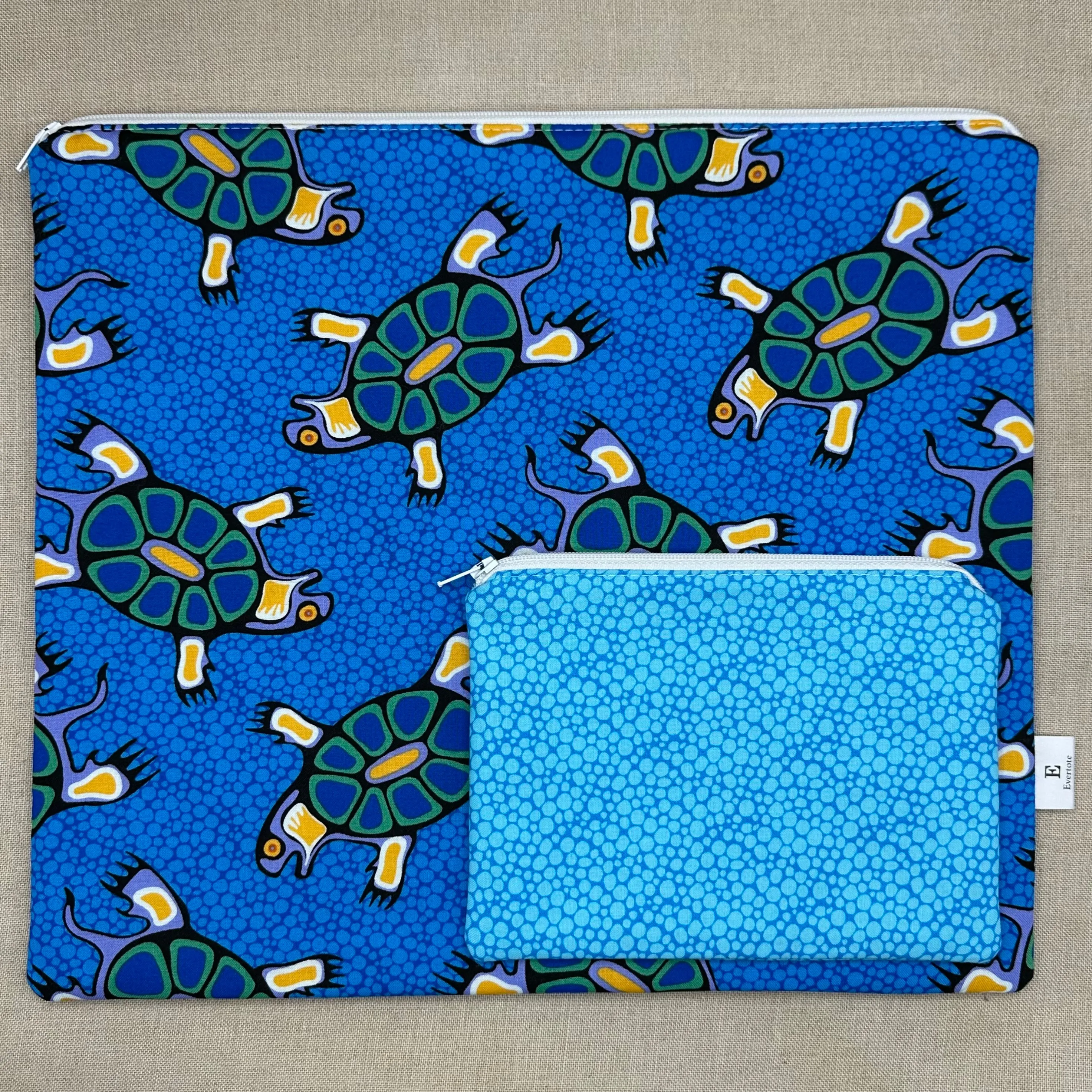 Turtle Toss - Project Bag with Coordinating Notions Pouch