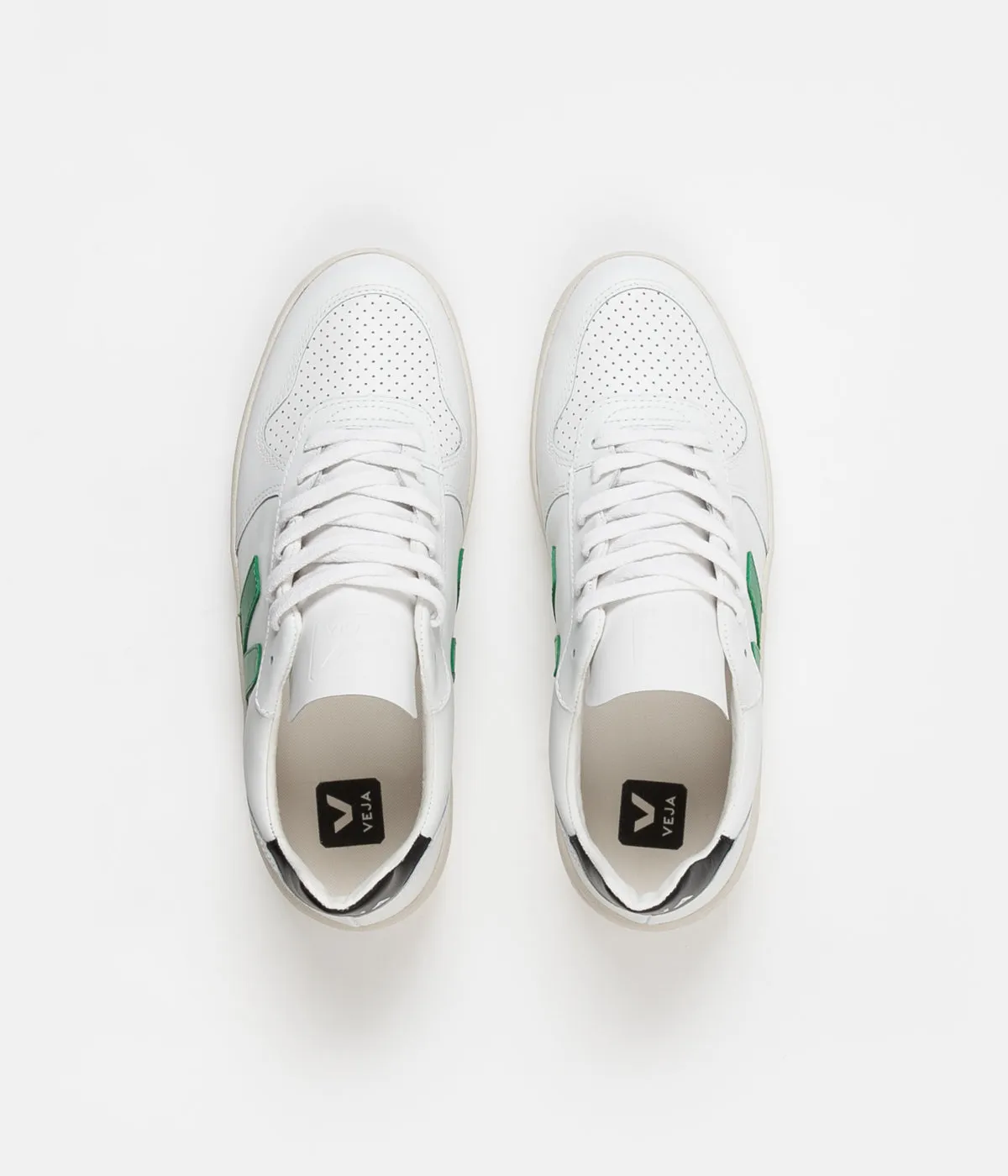 Veja V-10 Leather Shoes - Extra White / Emeraude / Black