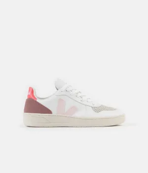 Veja Womens V-10 Leather Shoes - Extra White / Petale / Rose Fluoro