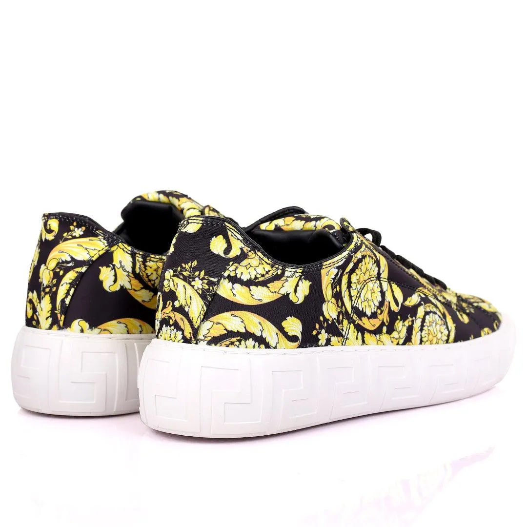 Vers Multi-Coloured Embroided Logo And Flower Design Lace Up Sneakers