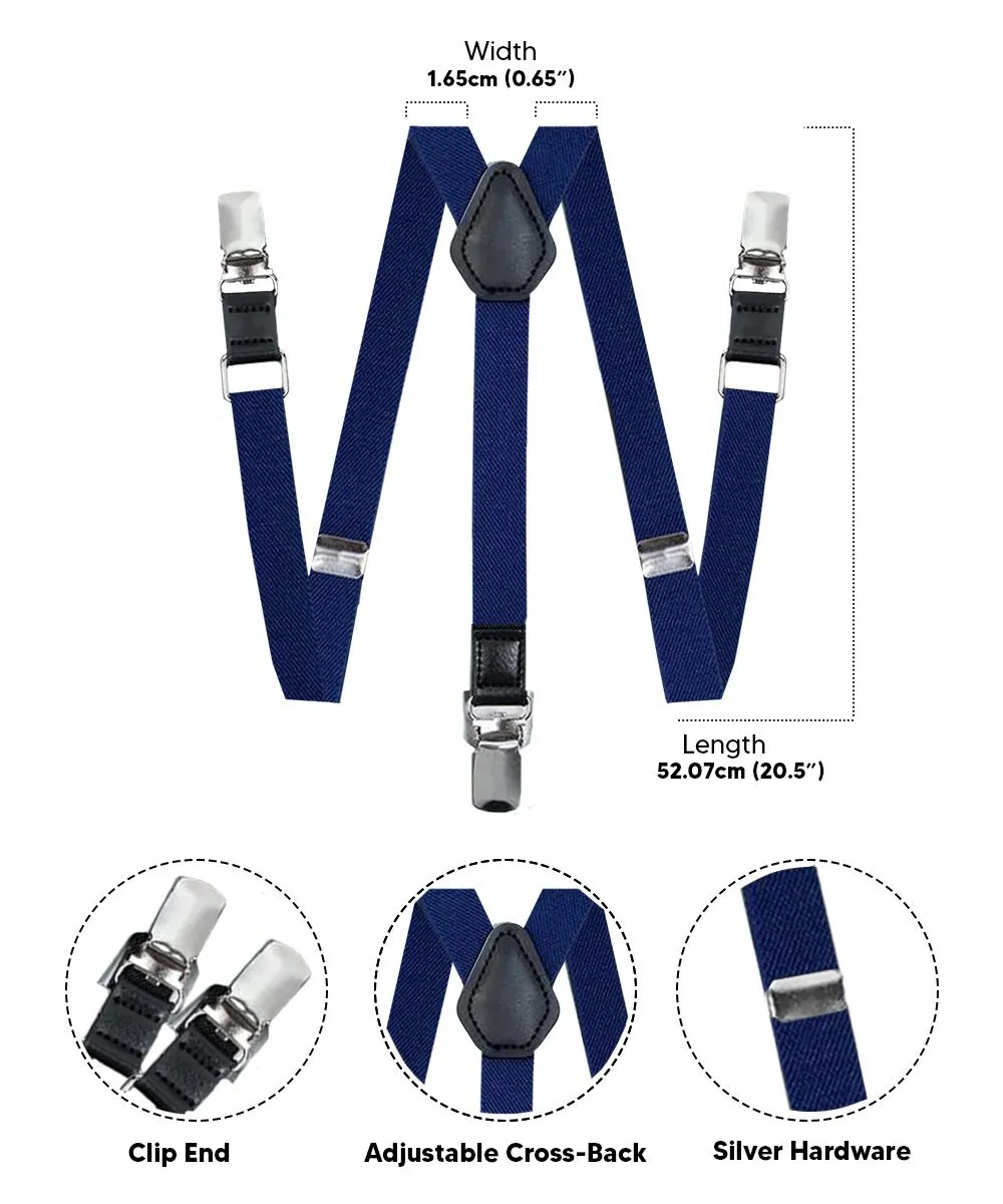 Vittorio Farina Boy's Clip End Suspender with Silver Hardware in Gift Box: 70% Polyester & 30%