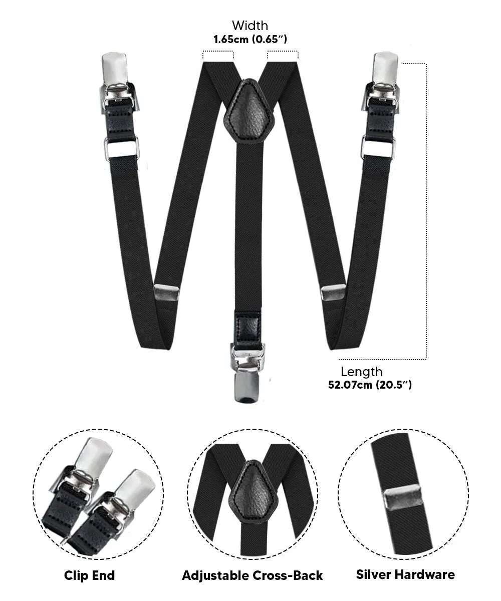 Vittorio Farina Boy's Clip End Suspender with Silver Hardware in Gift Box: 70% Polyester & 30%