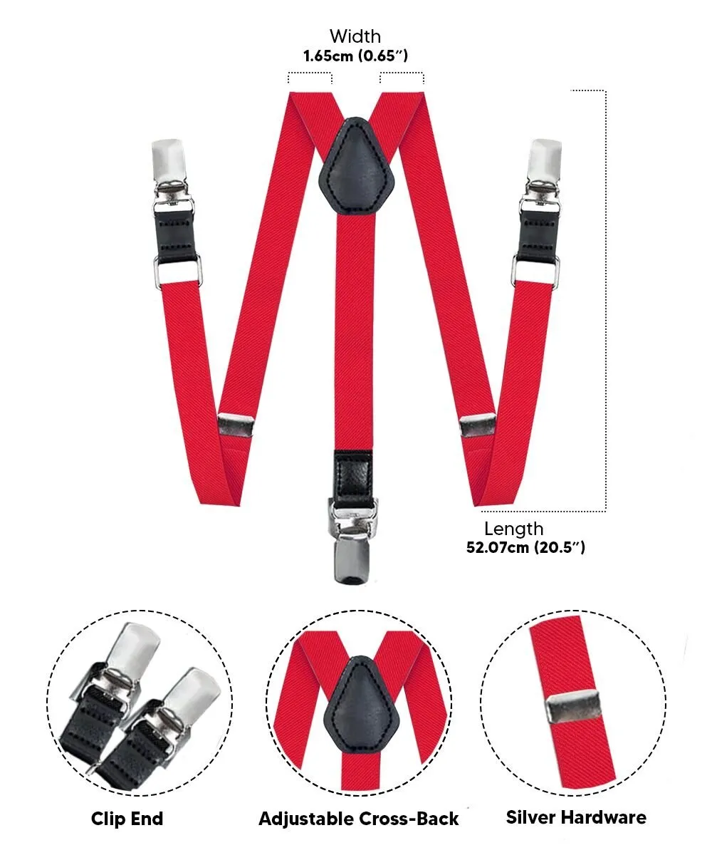 Vittorio Farina Boy's Clip End Suspender with Silver Hardware in Gift Box: 70% Polyester & 30%