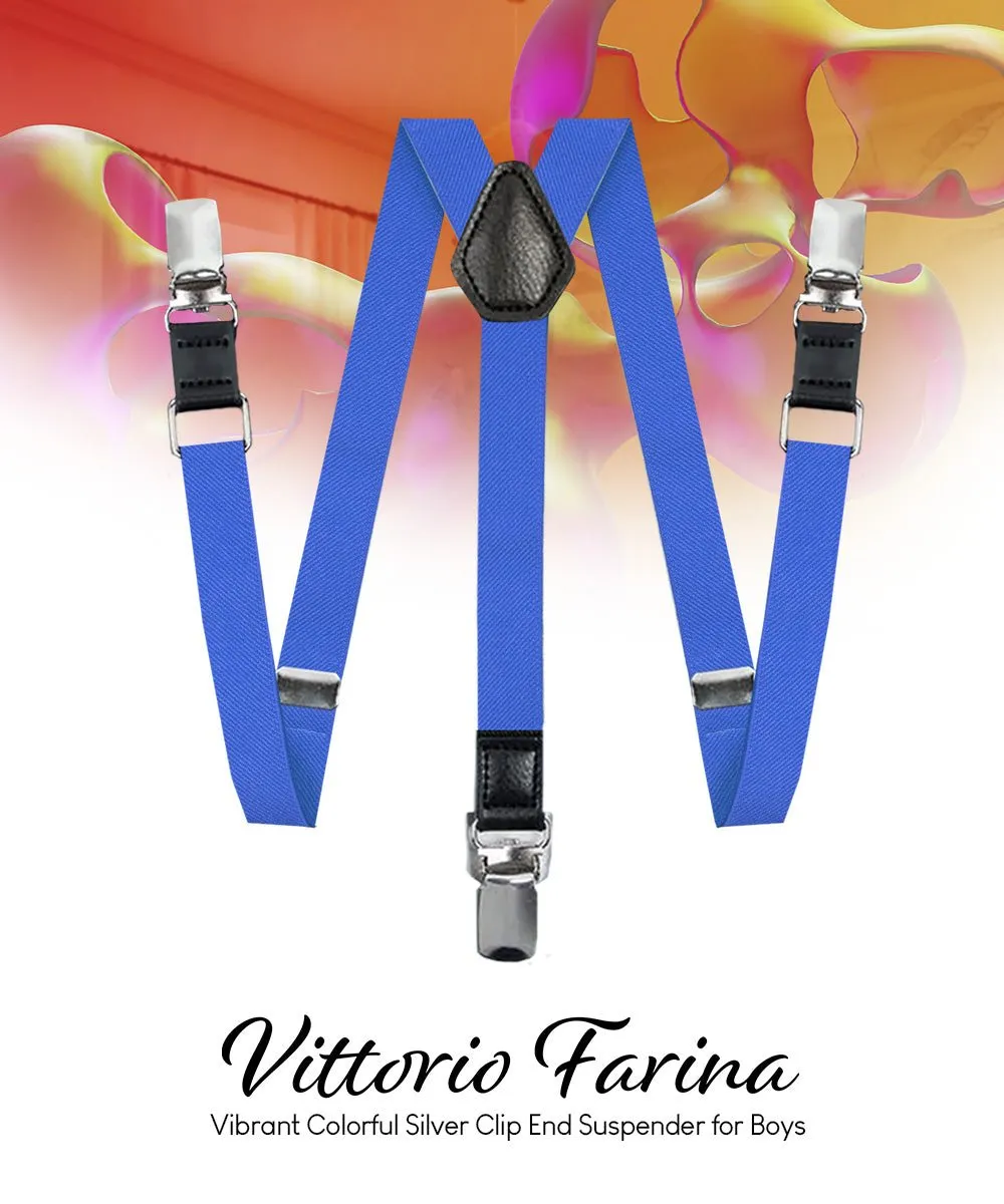 Vittorio Farina Boy's Clip End Suspender with Silver Hardware in Gift Box: 70% Polyester & 30%