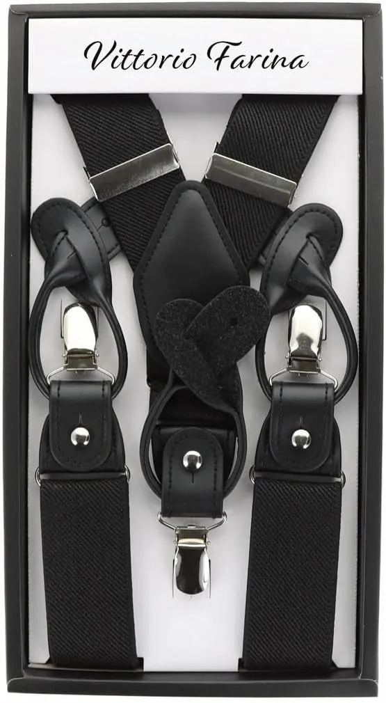 Vittorio Farina Men's Convertible Suspender in Gift Box: 70% Polyester & 30% Elastomer