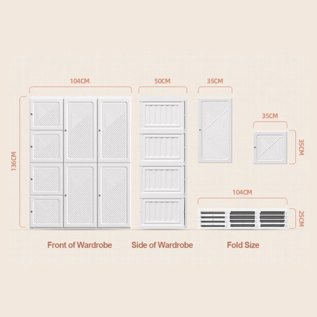 Wardrobe Transparent 2 Door 1 Hanger