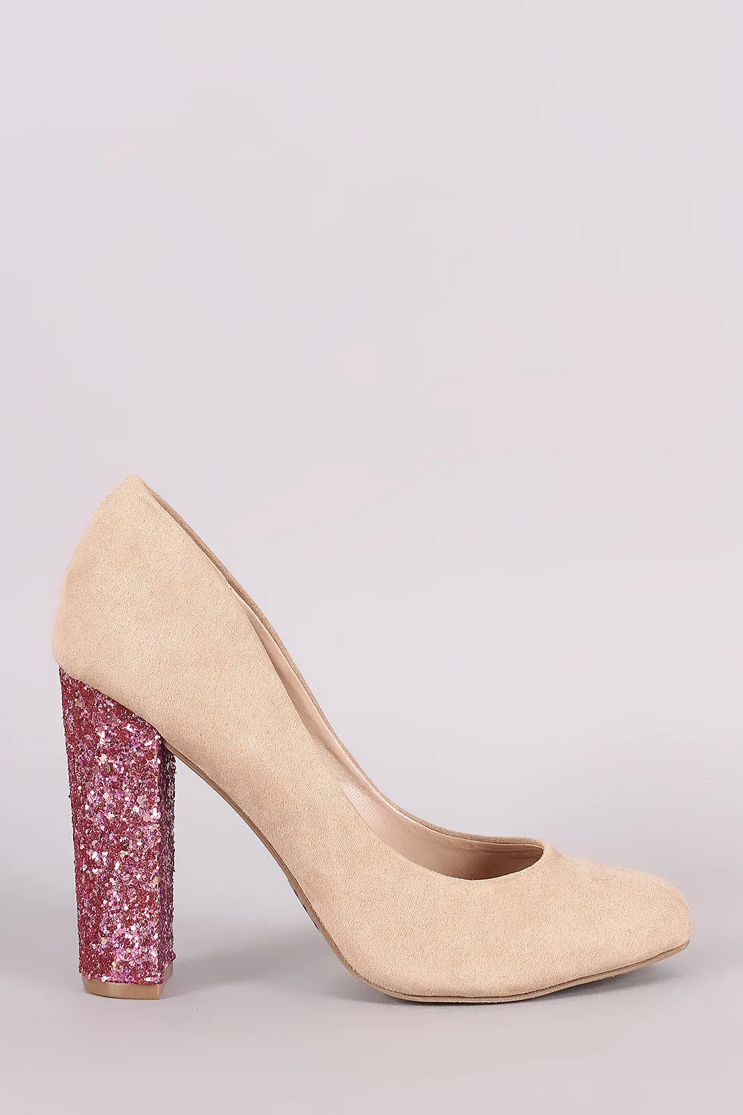 Wild Diva Lounge Glitter Encrusted Chunky Heel Pump