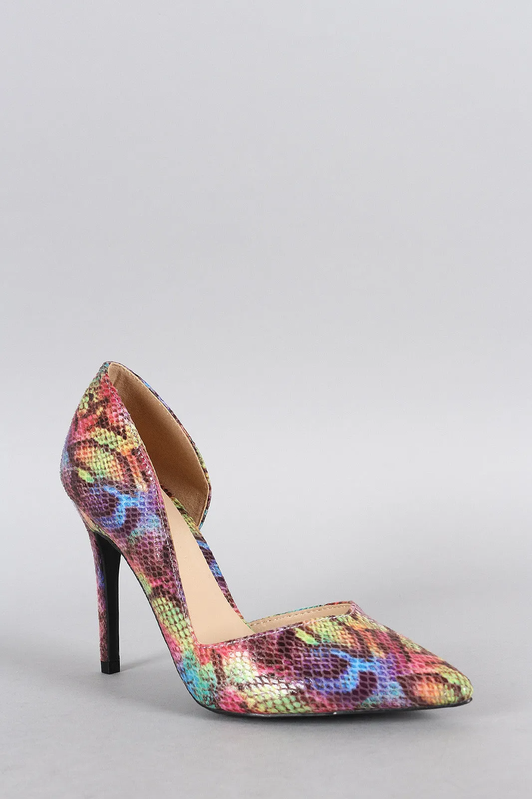 Wild Diva Lounge Multicolor Snake Dorsay Pump