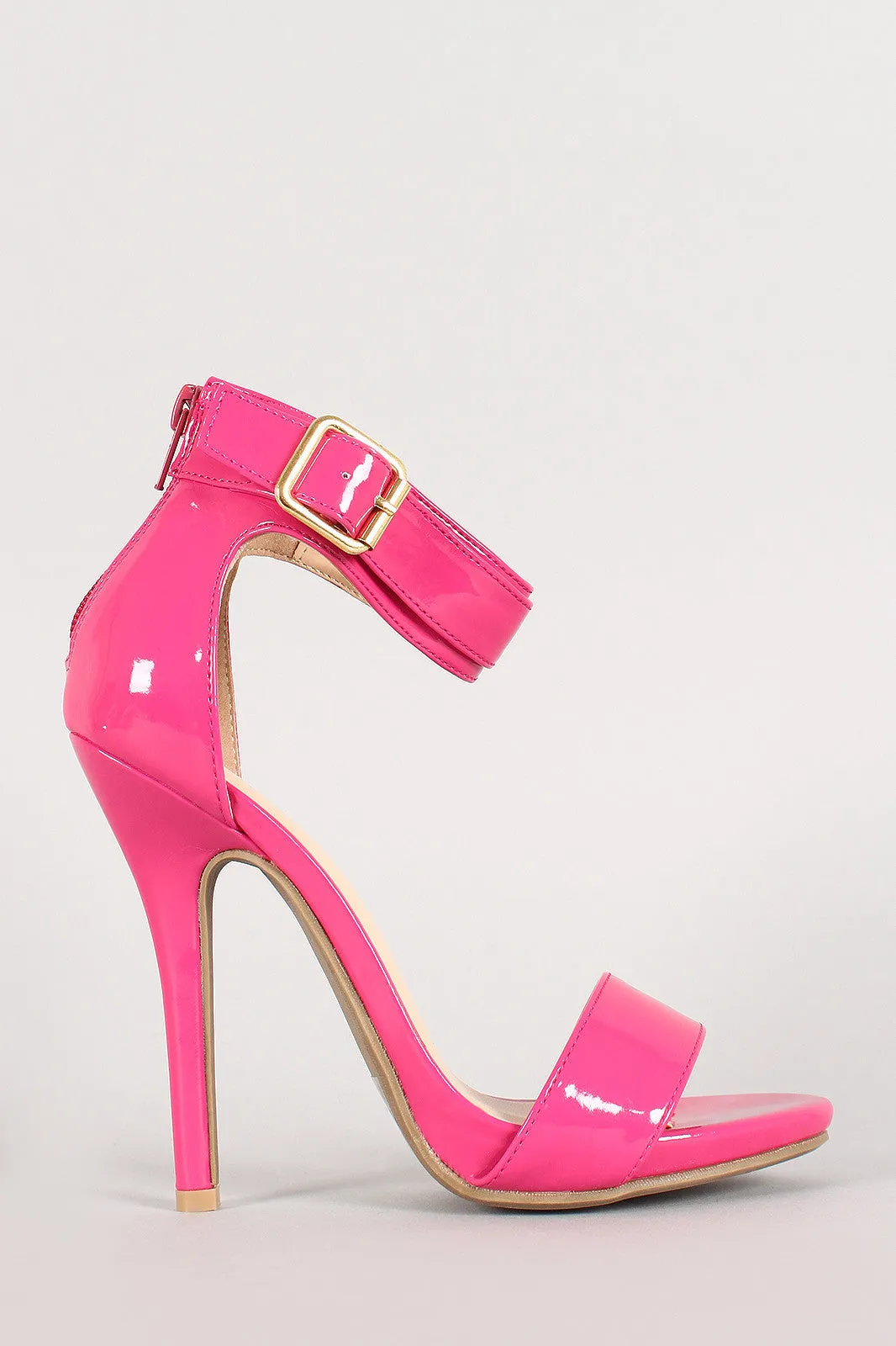 Wild Diva Patent Ankle Cuff Buckle Open Toe Heel