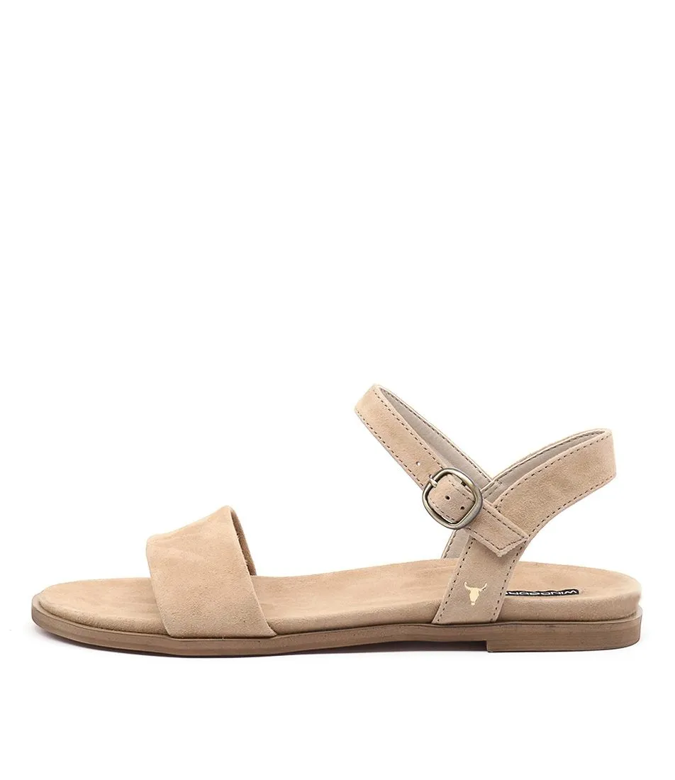 Windsor Smith WOMENS BAE CAMEL SUEDE LEATHER SANDALS