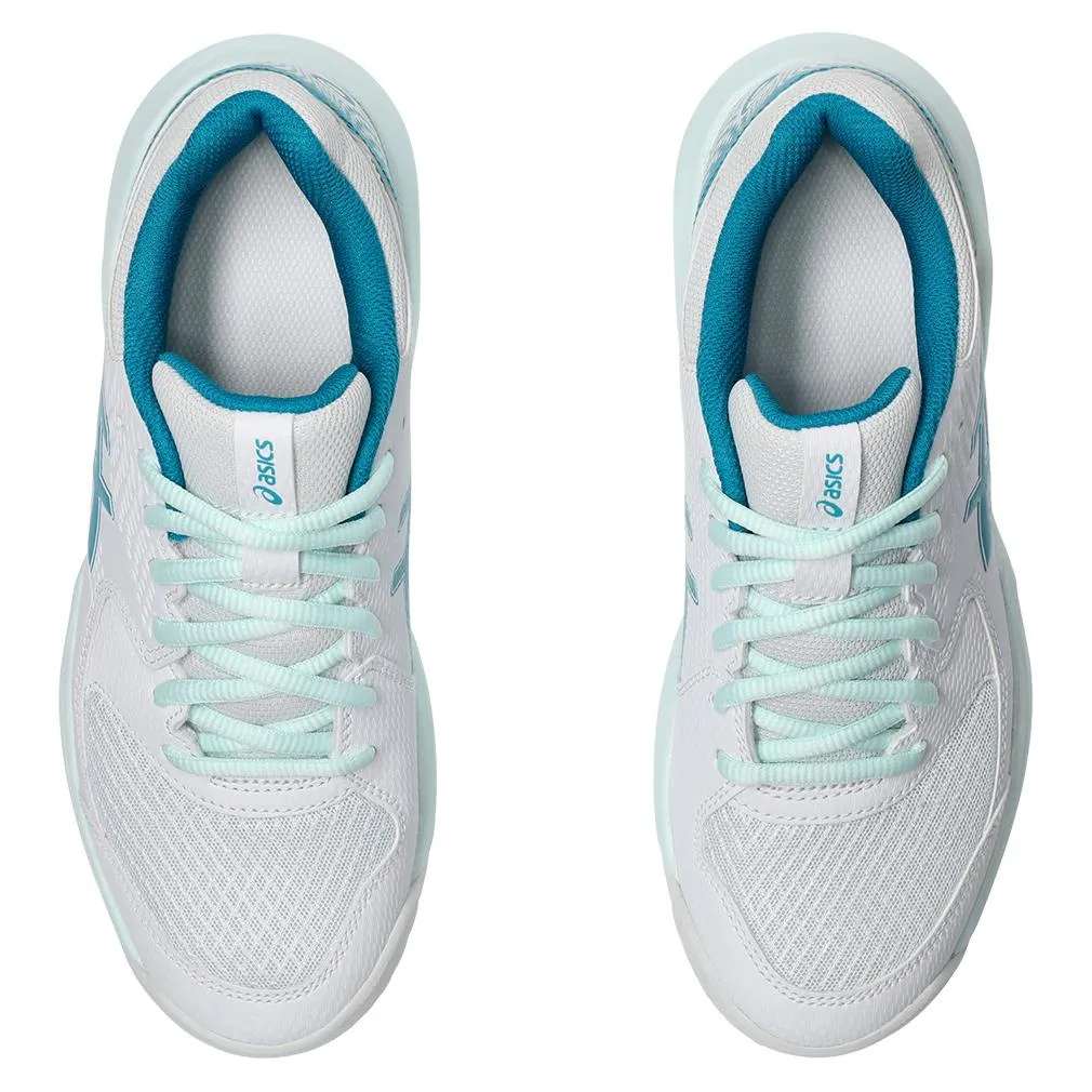 Womens Gel-Dedicate 8 Tennis Shoes White and Teal Blue