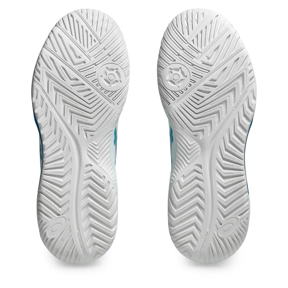 Womens Gel-Dedicate 8 Tennis Shoes White and Teal Blue