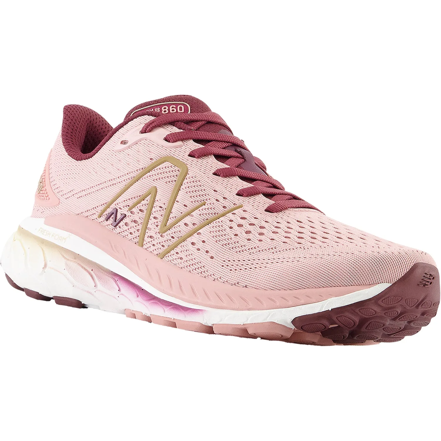 Women's New Balance W860R13 Fresh Foam X Pink Moon/Burgundy Mesh